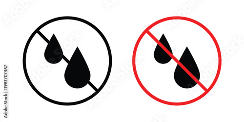 No leakage sign. Line and glyph solid vector collection.