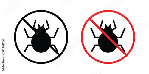 No Mite sign. Line and glyph solid vector collection.
