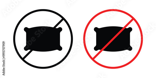 No pillow sign. Line and glyph solid vector collection.