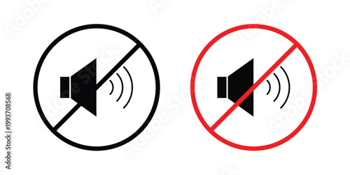 No sound sign. Line and glyph solid vector collection.