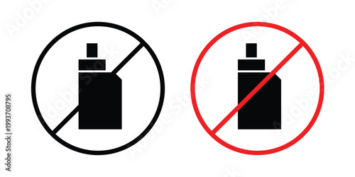 No vaping icon. Line and glyph solid vector collection.