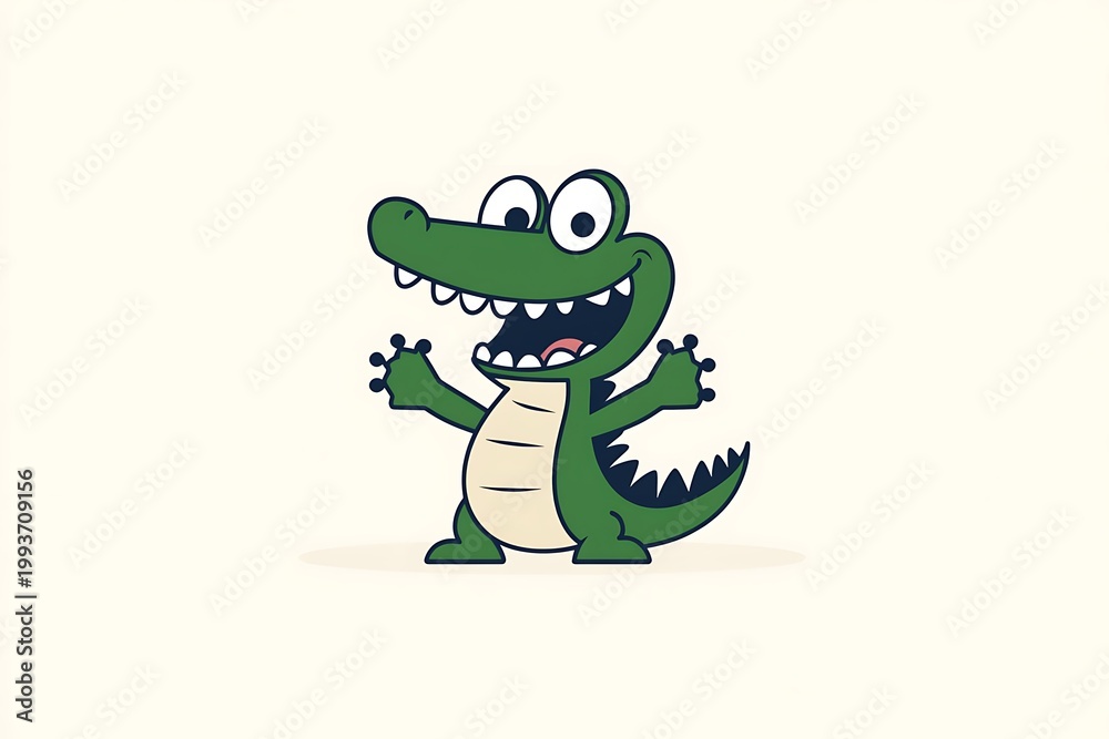 Fototapeta premium Cartoon crocodile smiling broadly
