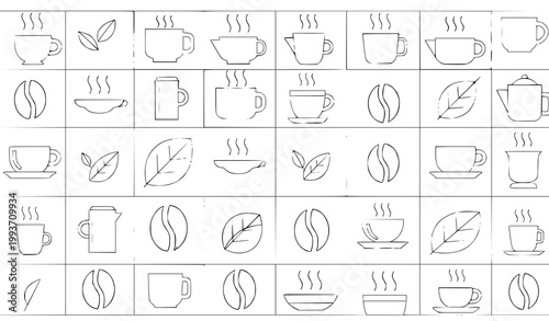 Coffee geometric pattern vector minimalist cafe icons seamless background