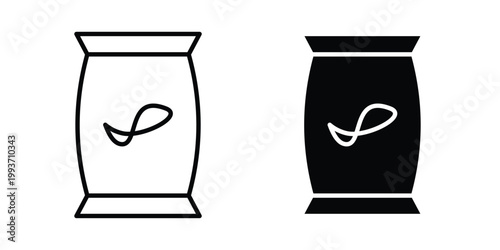 Potato chips icon. Line and glyph solid vector collection.