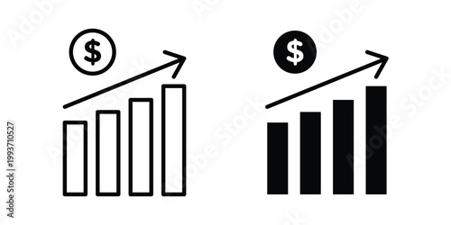 Profit increase icon. Line and glyph solid vector collection.