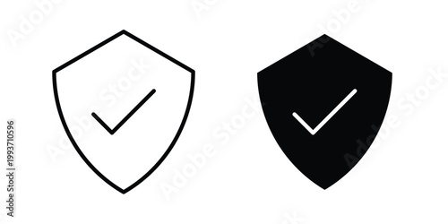 Protected icon. Line and glyph solid vector collection.