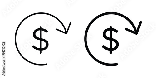 reimbursement icon. Line and glyph solid vector collection.