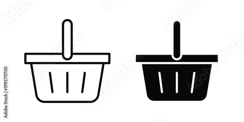 Shopping basket icon. Line and glyph solid vector collection.