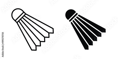 Shuttlecock icon. Line and glyph solid vector collection.