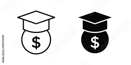 Student loan icon. Line and glyph solid vector collection.