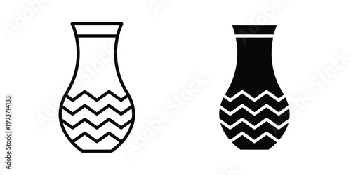 Vase icon. Line and glyph solid vector collection.