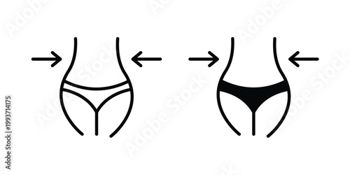 Waistline icon. Line and glyph solid vector collection.