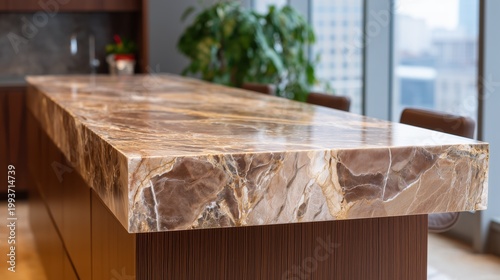Marble Countertop in Office Interior: A sophisticated marble countertop glistens in an office setting, blending luxury with functionality, and inviting an aura of professional elegance.