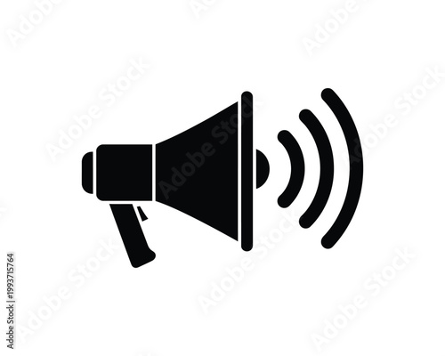 Megaphone Loudspeaker Icon with Sound Waves Advertising Announcement Symbol
