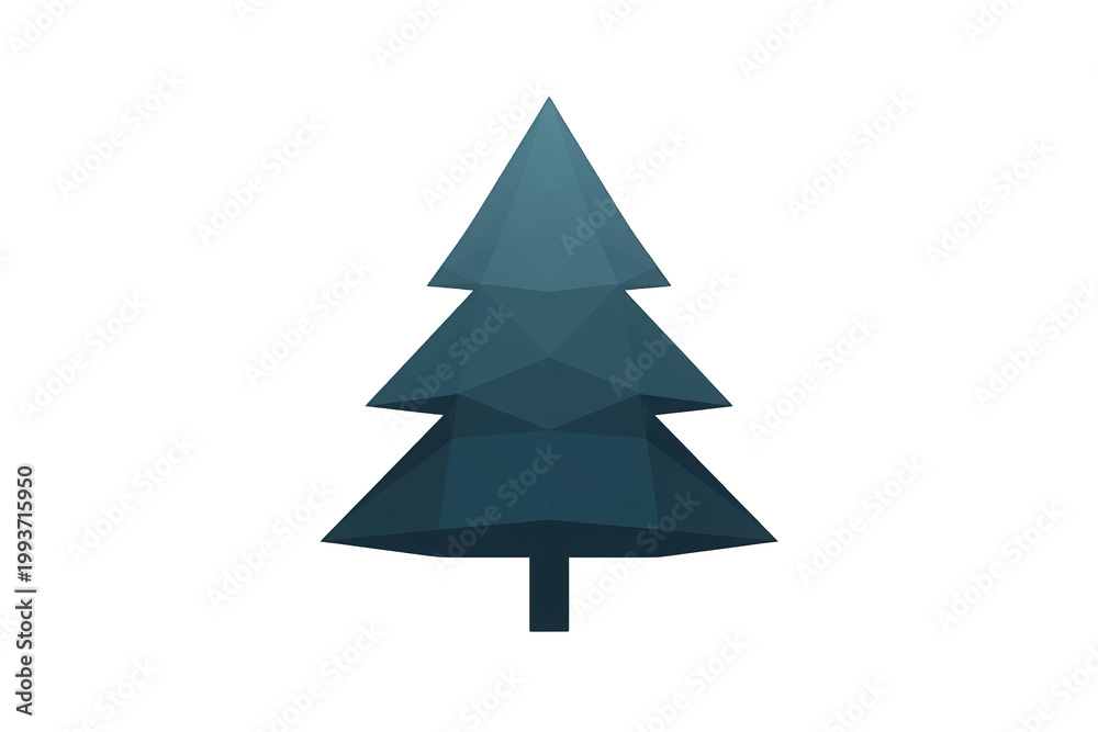 Fototapeta premium Low poly pine tree icon on transparent background representing nature, environment, and digital art concepts