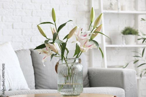Vase with beautiful lily fl...