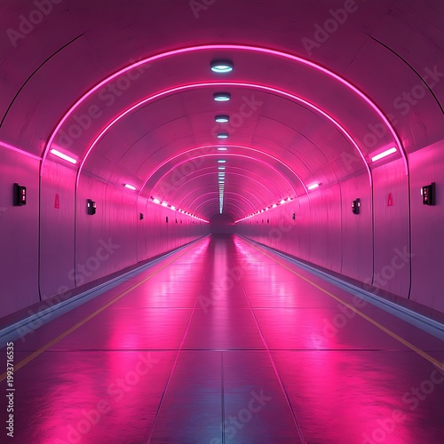 Abstract light trails in purple dome with central beam