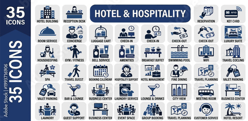 Hotel and Hospitality Icons Collection A Comprehensive Set for the Service Industry