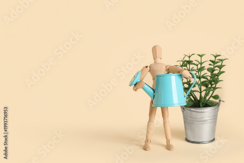 Wooden mannequin with water...