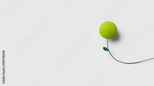 Simple 3D Green Bud on Minimalist Off-White Background with Copy Space for Sustainable Product Promotion and Nature Inspired Posters
