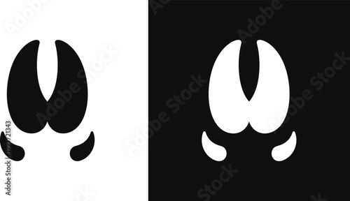 Wild boar footprint silhouette. Animal footprint vector 