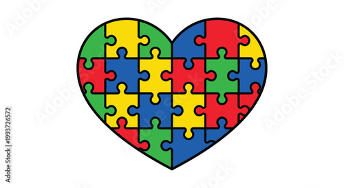 Colorful puzzle heart a symbol of connection and completeness