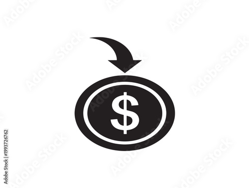 downward trend dollar sign falling financial loss vector illustration