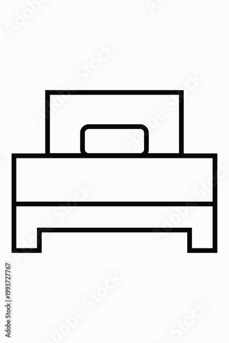 Картината върху платно Simple line drawing of a bed with a headboard and footboard