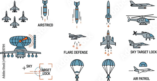 Collection of military aircraft and radar system blueprints