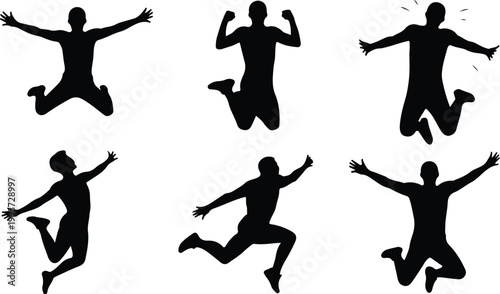 Jumping Silhouette Icon Collection Set Human Jumping