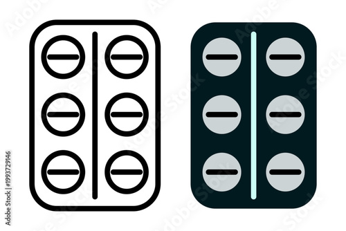 Pill Blister Pack Icons for Healthcare and Medical Design