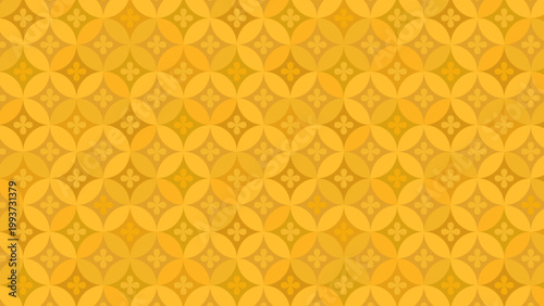 豪華な花七宝のパターン　七宝繋ぎ　縁起の良い和柄　和風の背景装飾イラスト　日本の伝統文様　吉祥