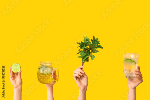Female hands with glasses o...