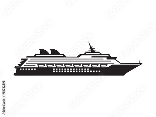 modern cruise ship sailing on ocean flat design vector illustration