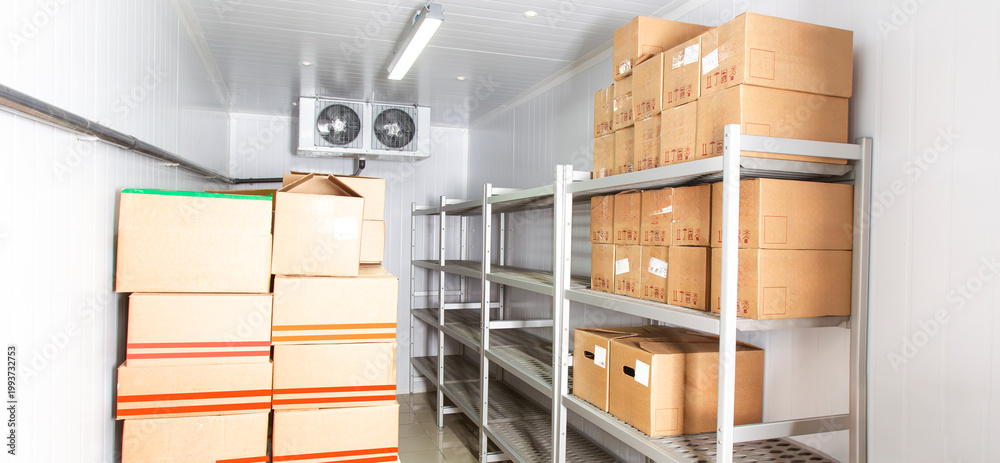 Naklejka premium Refrigeration chamber for food storage