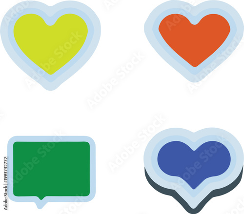 Colorful Chat Bubble with Heart Icons Social Media Concept