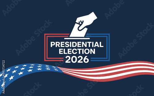 American presidential election 2026 with ballot paper and USA flag  democratic process