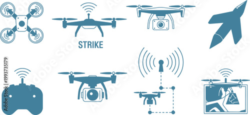 Drone technology icons and illustrations a comprehensive collection