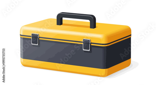 Yellow toolbox, tool box, vector icon, industrial container, equipment case