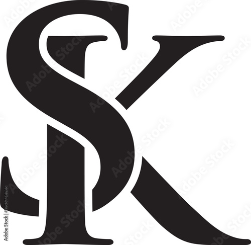 PrintInitial 2 letter Logo Modern Simple Black SK