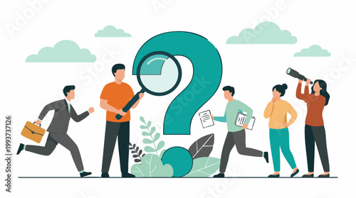 Team solving business problems, researching, and seeking answers