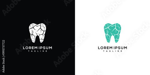 Modern Tooth Logo Design with Geometric Cracks