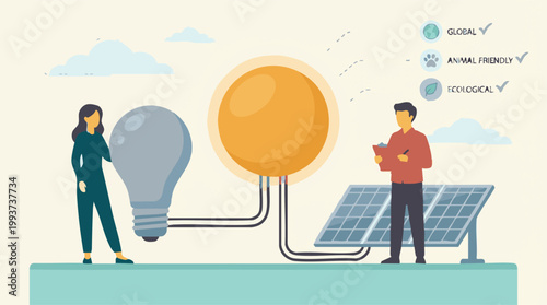 People promoting sustainable and ecological energy solutions with solar power