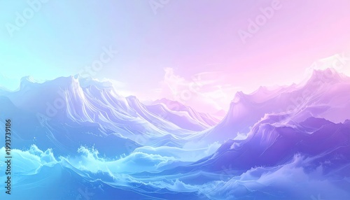 Surreal Dreamscape Mountains with Pastel Sky.