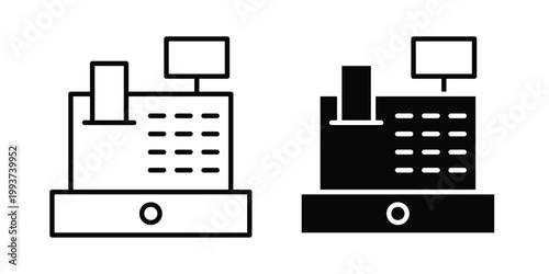 Cash register icon solid glyph and line series icons