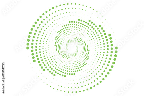 Flowing dot particles wave curve pattern green and white gradient light isolated on white background in concept of AI technology, science, music. Vector