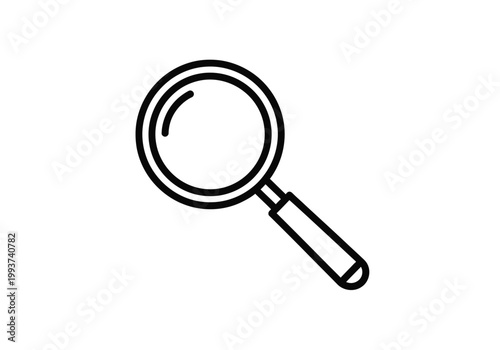 Minimalist magnifying glass icon for search and investigation