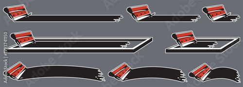 silk screen printing icons with squeegee isolated on dark background