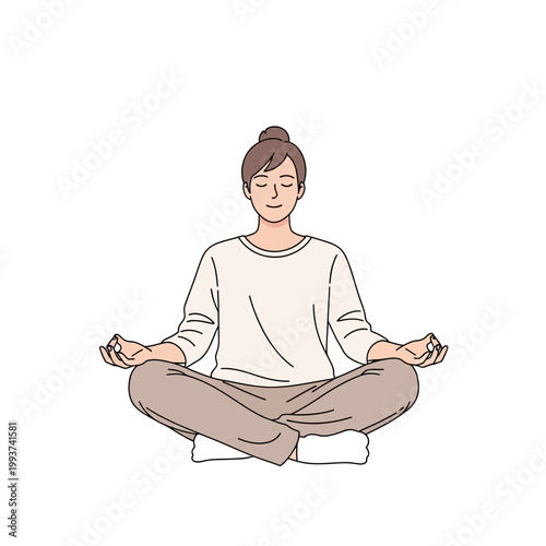 Woman meditating in lotus pose, calm and mindful