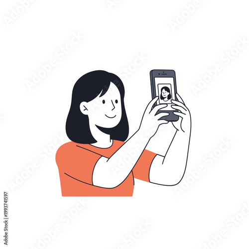 Woman taking selfie with smartphone